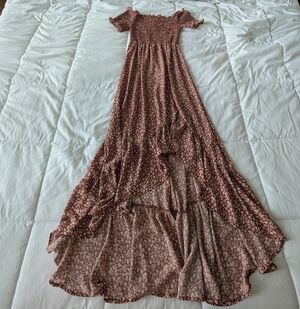 Mi Amore Floral Brown Maxi Dress